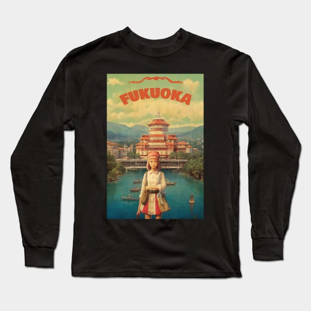 Fukuoka, Japan, Poster Long Sleeve T-Shirt by BokeeLee